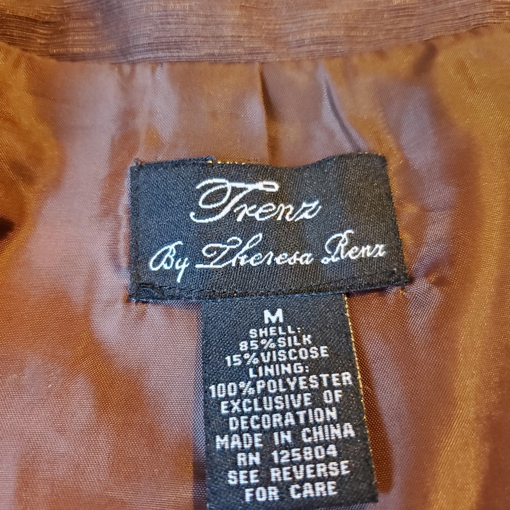 TRENZ by Theresa Renz silk blend animal Blazer C12 - Picture 3 of 11